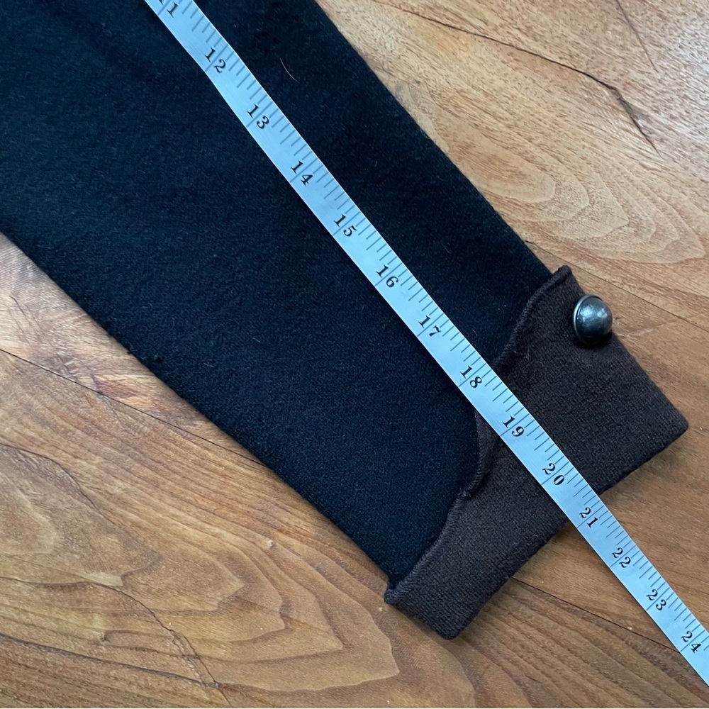 Icelandic Design Black & Brown Wool Coat with Metal Buttons Stand Collar Detail - Picture 14 of 15